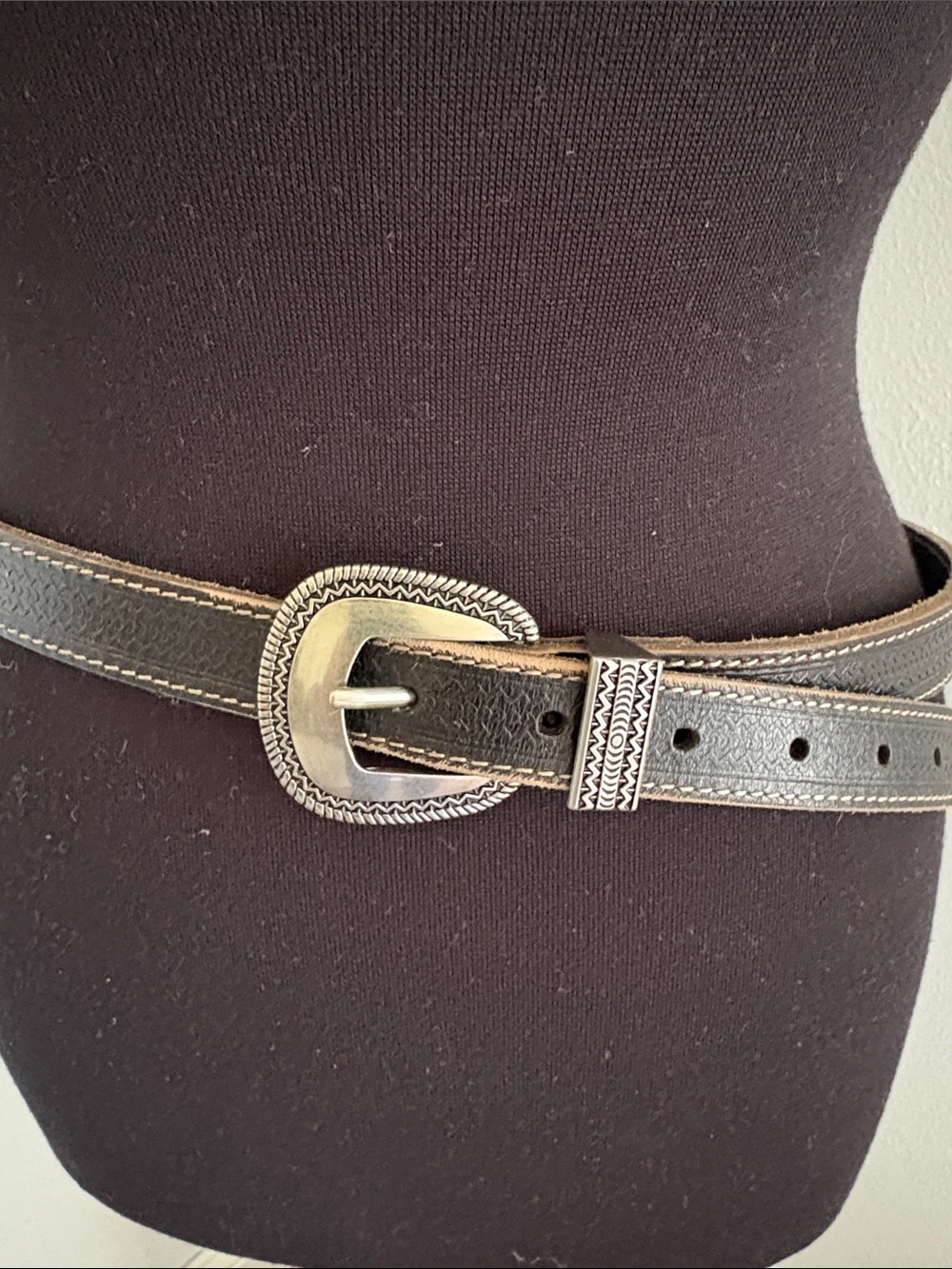 Banana Republic Black Leather Western Style Belt Size M